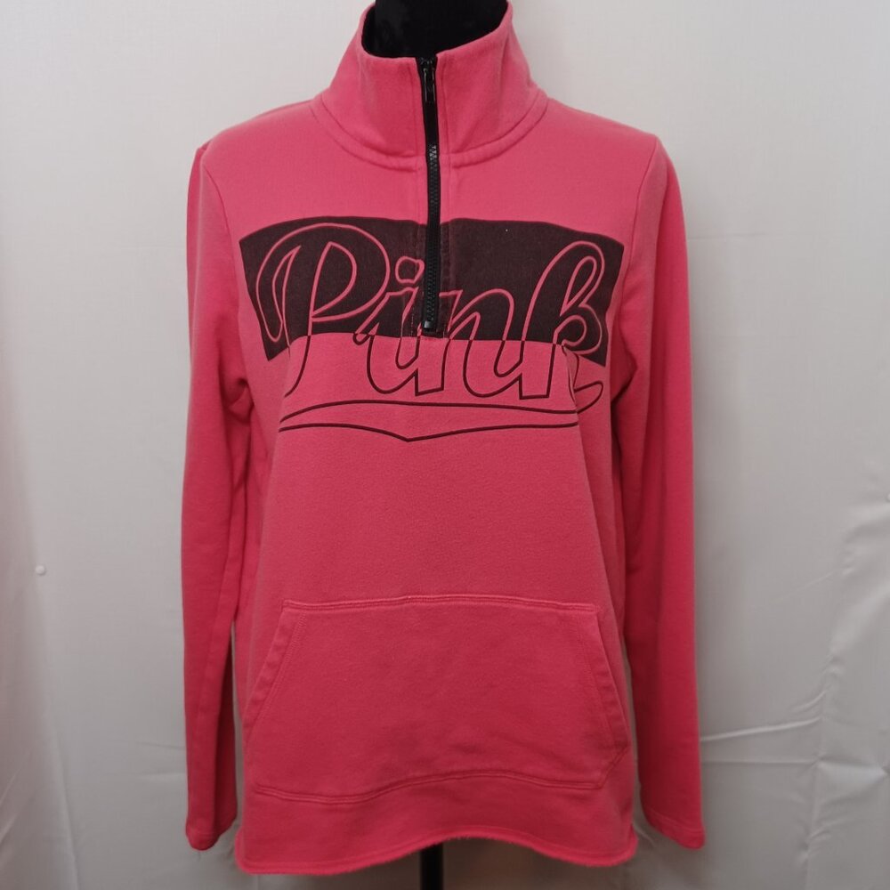 Women's Victoria's Secret Pink 3/4 Zipper Pull Over‎ w/ Kangaroo Pocket Size Med